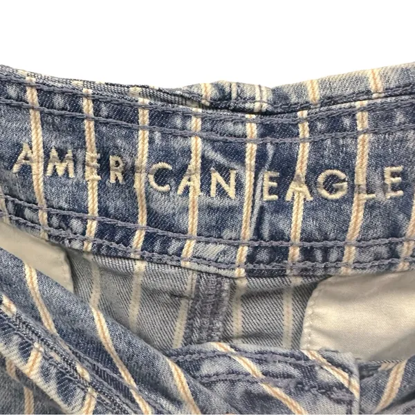 American Eagle Outfitters High Rise Tie Belted Striped Jean Shorts Plus Size 14 - Image 9