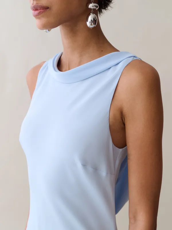 NWT Few Moda Amarosa Dress size Large L Light Blue o.p.t backless maxi - Image 6