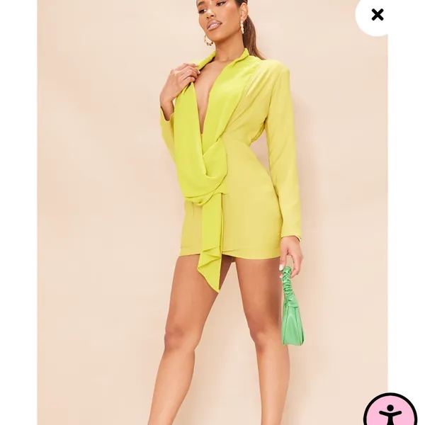 Olive Chiffon‎ Drape Detail Long Sleeve Bodycon Dress size 4 - Image 2