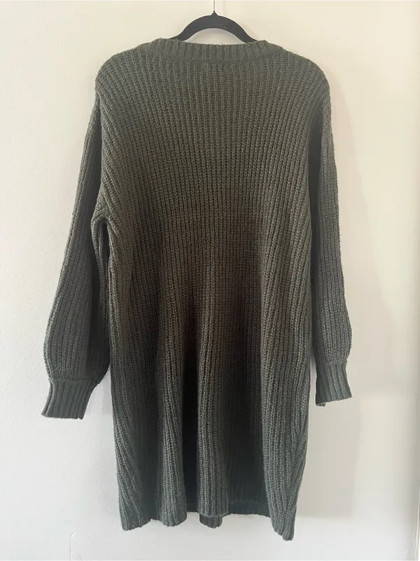 NWT Francesca's Olive Green Chunky Knit Sweater MIni Dress Medium Rustic Fall - Image 5