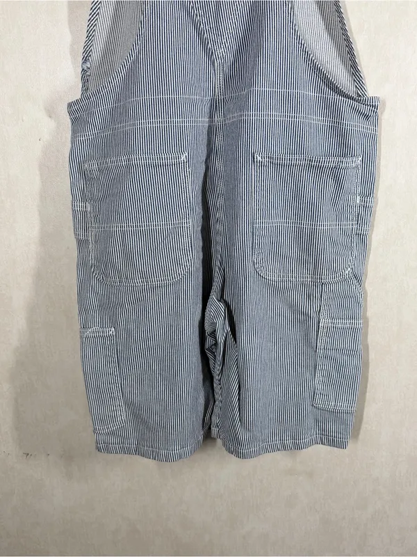 Carhartt Women’s Hickory Stripe Denim Bib Overall Shorts Cotton in Blue White XL - Image 6