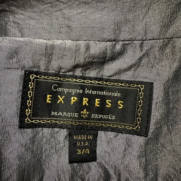 Vintage Express Silver Trench Coat Pockets Nylon Shimmer Y2K Glam Fall Small - Image 3
