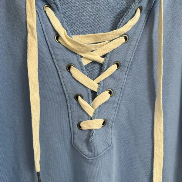 Aerie Light Blue Lace Up Oversized Cozy Sweater Size Med NWOT - Image 4