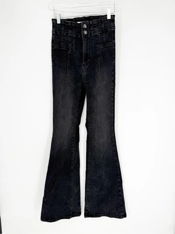 Free People Jayden‎ High Waist Flare Jeans Women's 27 Onyx Boho - Image 2