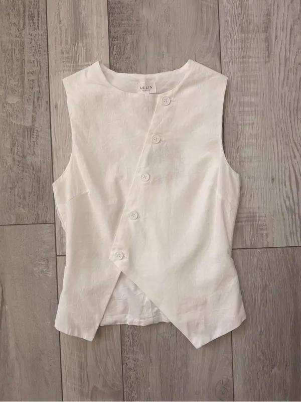 Anthropologie NWT Le Lis Luana Asymmetrical Cotton Minimalistic Neutral Top size xs - Image 7