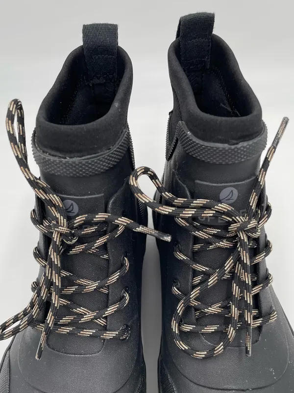 Sperry Torrent Lace Up Rain Boots Size 6.5 Black Waterproof Rubber Gorpcore - Image 4