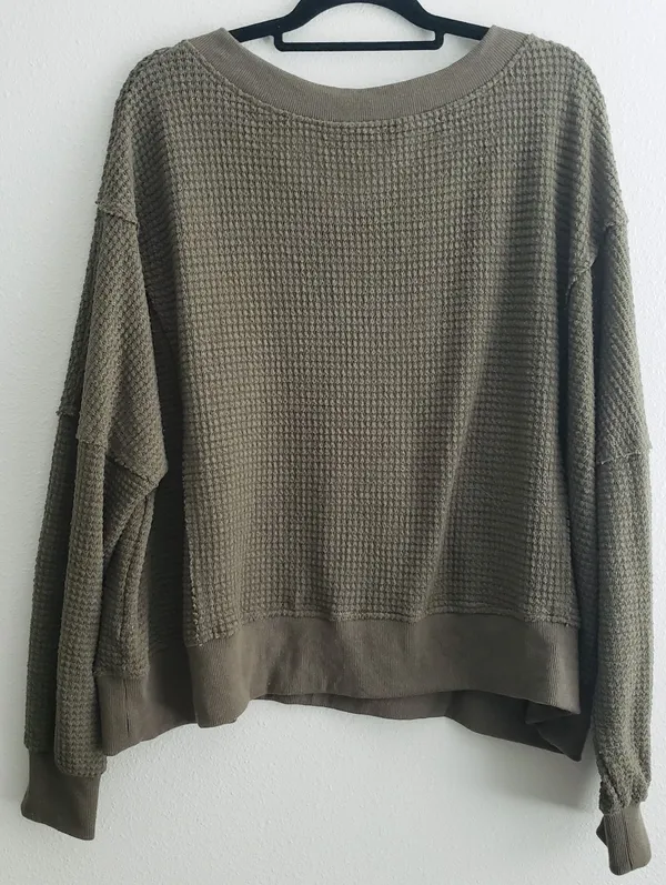 Pink Lily Waffle Knit Long Sleeve Sweater - Image 5