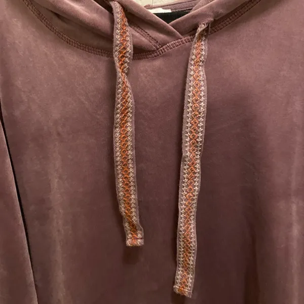 Sundance Aurora Purple Velour Drawstring Hoodie Size Small - Image 3