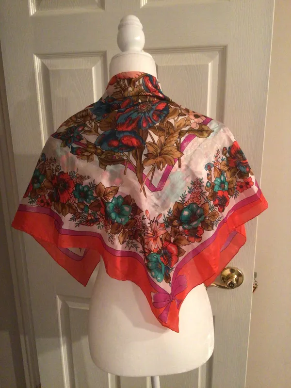 Vintage Floral Scarf- Perfect For Draping - Image 5