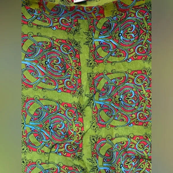 Vintage Y2K 90s Papillon green boho bell sleeve printed top, size medium - Image 3