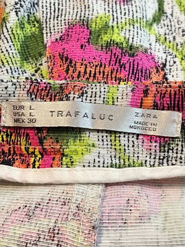 Zara Neon Floral Jacquard Shorts in Pink & Green - Image 5