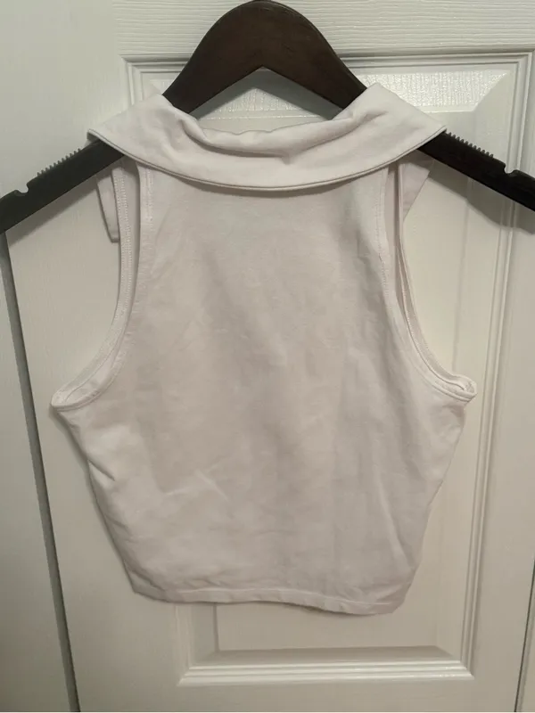 Abercrombie & Fitch Soft A&F Essentials White Polo Tank - Image 3