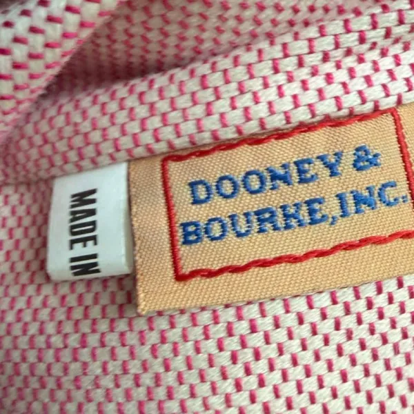 Dooney & Bourke Signature DB Monogram Canvas Tote Brown Leather Y2K Large - Image 3