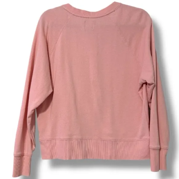Gap women's henley pullover sweatshirt peachy pink Melba size medium preloved - Image 4