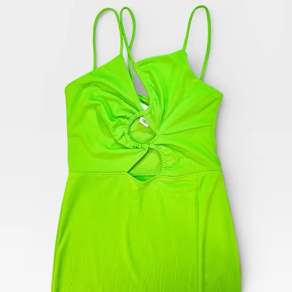 NWOT H&M Neon Bright Green Maxi Dress XSMALL - Image 2