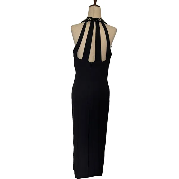 Vtg Blondie & Me Beaded Tuxedo Y2K McBling Cocktail Dress Sz 9/10 Strappy Goth - Image 9