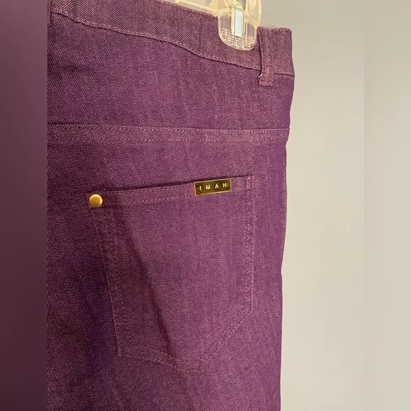 Iman purple‎ denim stretch pull on jeans Size small Purple - Image 5