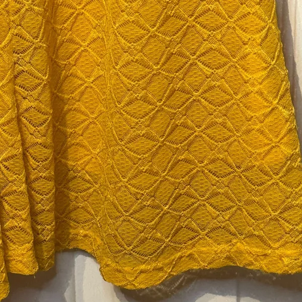 Lucky & Blessed Womens Pants Flare Leg Stretch Boho Hippie Lace Yellow Large NWT - Image 4