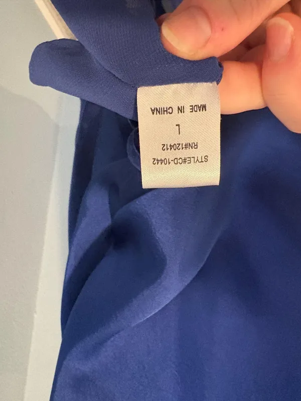 Navy Blue Satin Mini Dress Size L - Image 4