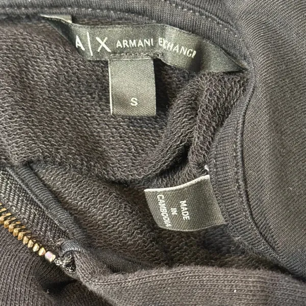 Armani Exchange Zip Up Hoodie Black Pink Logo‎ French Terry Sweatshirt Womens S - Image 4