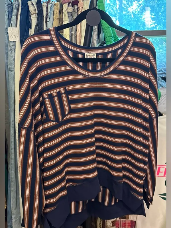 NWT Free People FP Intimately Make It Happen Pullover - brown / navy - XS - Image 8
