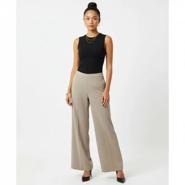 Yansi Fugel Tan Straight Leg Trouser Pants 6 - Image 6