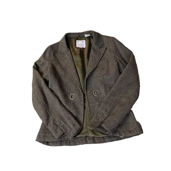 Triple Five Street Soul Jacket Womens M Used Brown Plaid 100% Wool Lined - Image 15