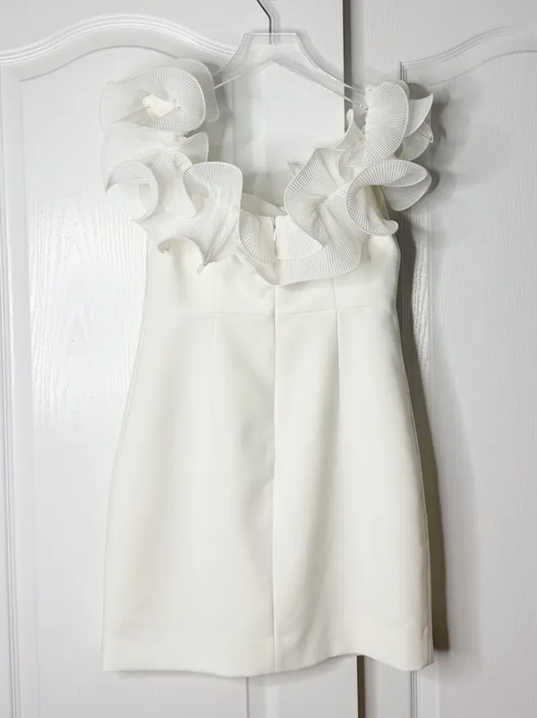 Milly Gizelle Ivory White Off Shoulder Ruffle Mini Dress Size 8 - Image 6
