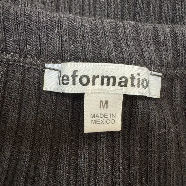 Reformation Billie Knit Top Ribbed Cropped Black Long Sleeve Medium $98 - Image 8