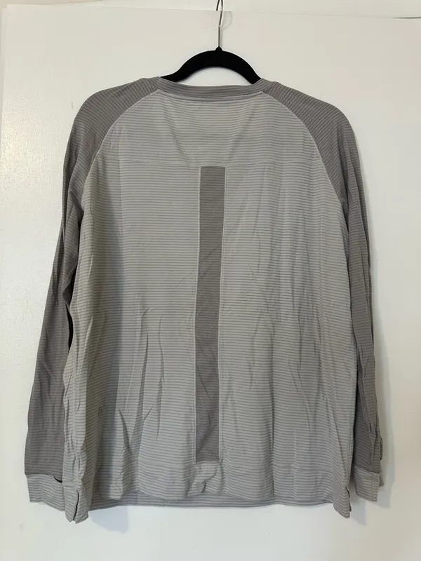 Lululemon Runamuck Long Sleeve Striped Henley Top Women’s Gray 12 - Image 5