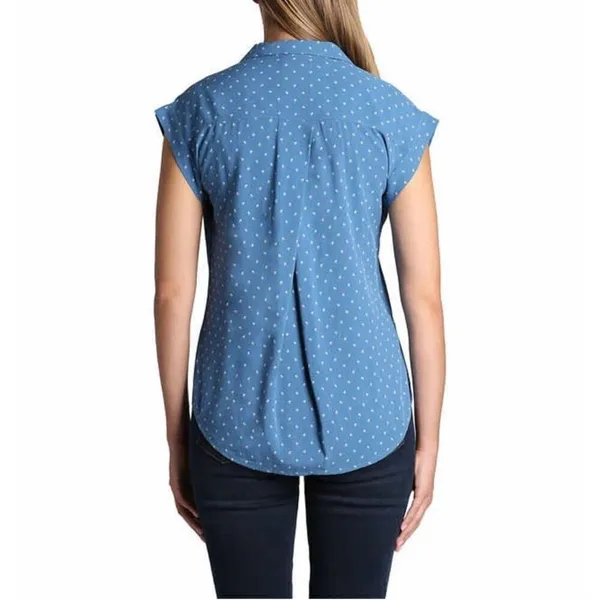 Womens Jachs Girlfriend Short Sleeve Floral Print Chambray Button Down Blouse XL - Image 3