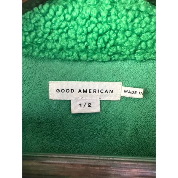 Women’s Good American Size 1/2 Bright Green Sherpa Jacket - Image 4