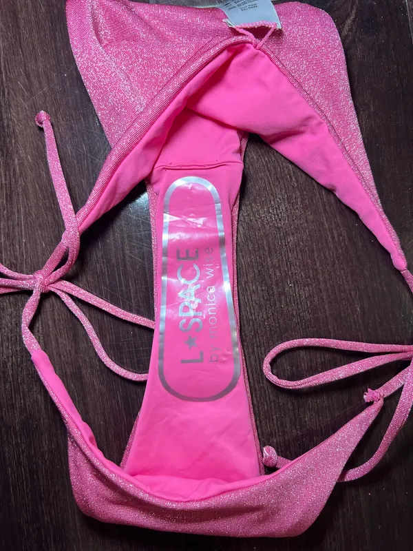 NWT L*Space Lennox Shimmery Pink Side Tie Bikini Bottom Size Medium - Image 7