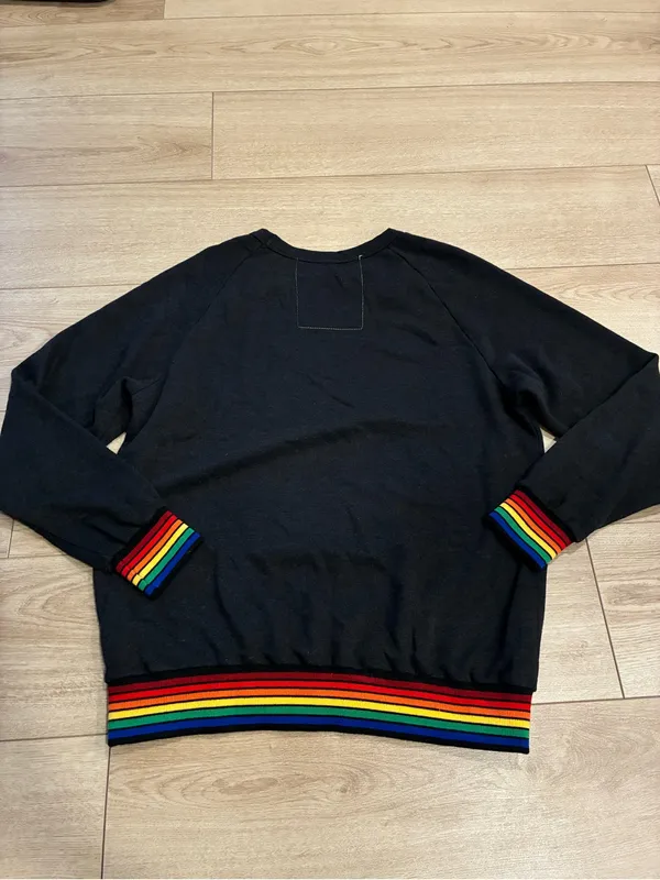 Aviator Nation Women’s Rainbow Rib Crew Neck Sweatshirt Charcoal Gray Size M - Image 8
