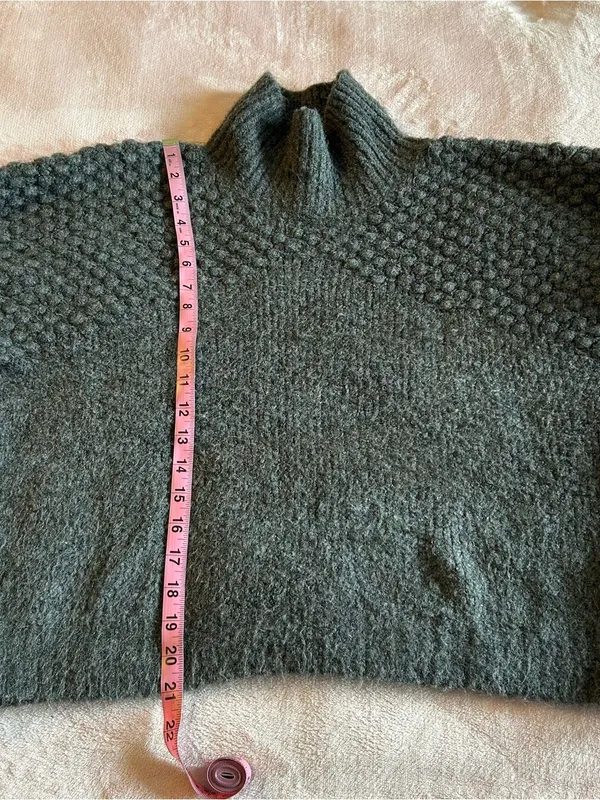 Free People Bradley pullover turtleneck sweater charcoal gray popcorn knit L - Image 9