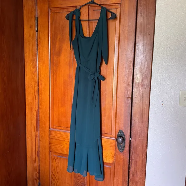 Show Me Your Mumu Claire Midi Dress - Emerald Green Chiffon - Small - Image 10