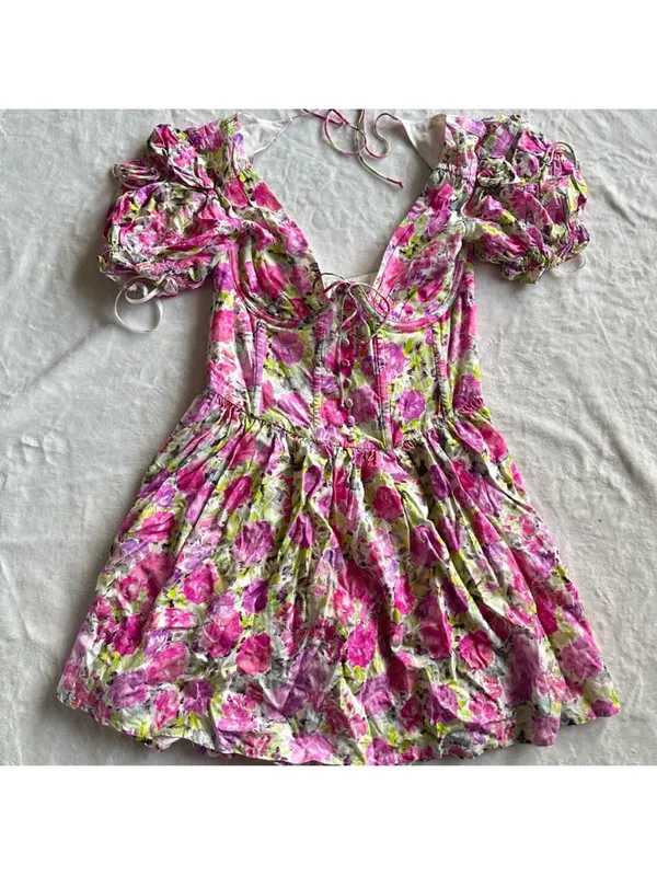 For Love And Lemons Paulina puff sleeve mini Dress - Image 8