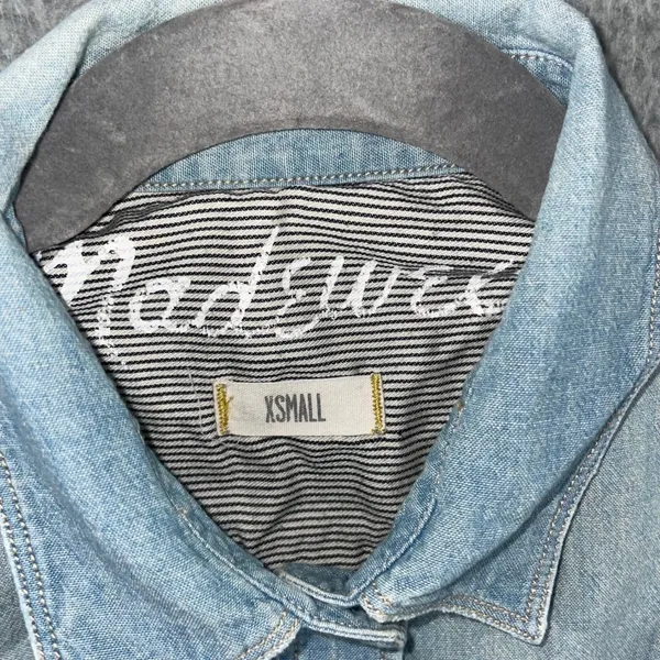 Madewell Denim Button Up Shirt Women XS‎ Long Sleeve Casual Preppy Nautical - Image 7