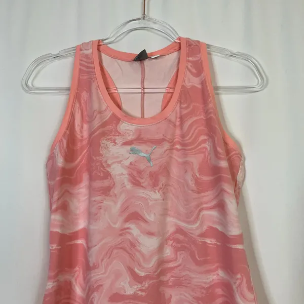 Puma | Pink Wavy Athletic Racerback Tank Dress Casual Athleisure Womens Large - Image 2