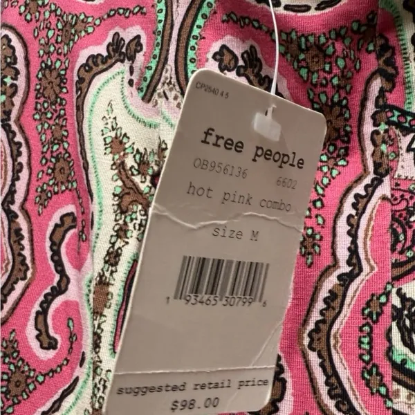 Free People Paisley Design Pull On Stretch Pants. Size Medium - Image 7