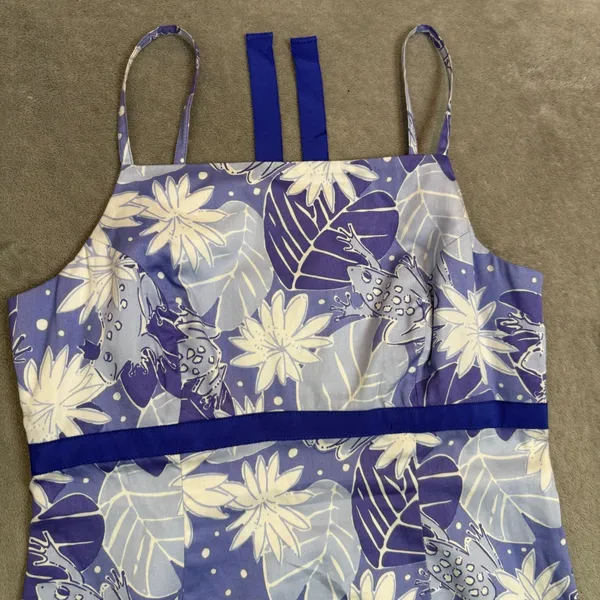 Vintage Lilly Pulitzer Prince Charming Frog Print Shift Dress Women 6 Blue - Image 9