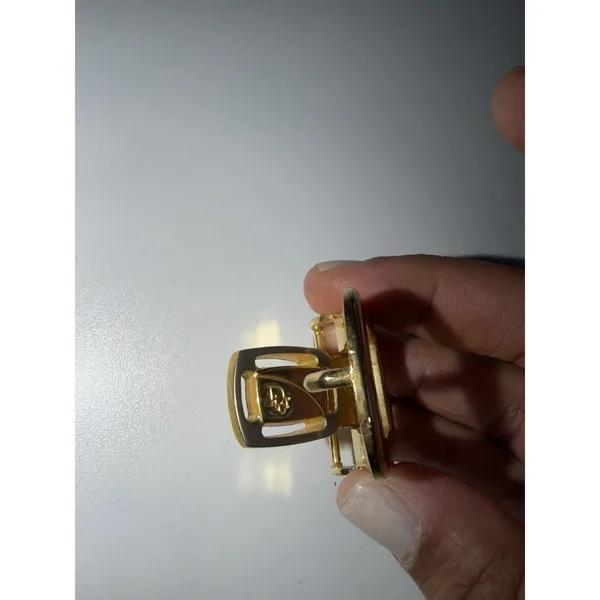 VTG Christian Dior Two Tone Gold Belt Buckle‎ Signed Designer Estate Sale - Image 6