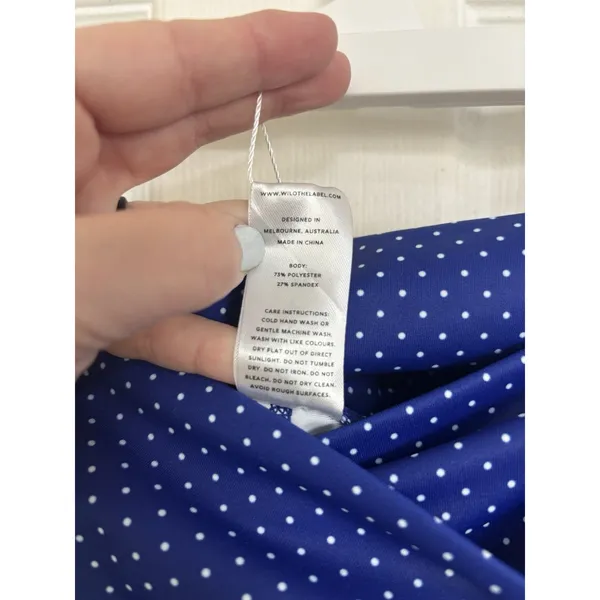 NWT Wilo the Label Contour Surf Blue Polka Dot Cross Over Waist Bike Shorts XS - Image 8