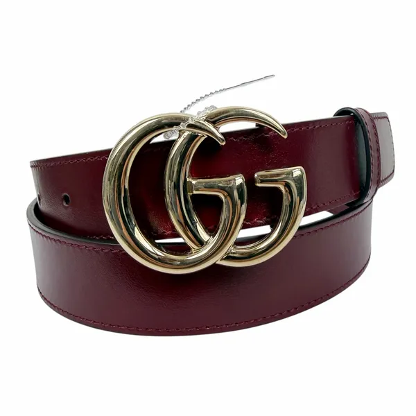 Gucci GG Marmont Belt Red Leather Gold Buckle Women Size 95/38 - Image 4