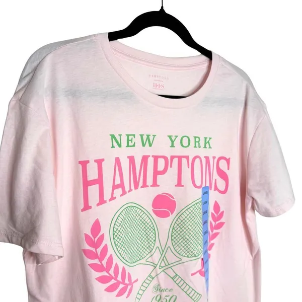 Hamptons Destinations Tennis Club Short Sleeve Graphic Tee Large Pink T-Shirt - Image 2