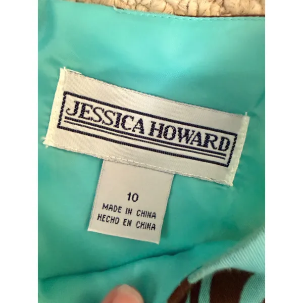 Y2K 2000s Turquoise Brown Swirl A-Line Dress Jessica Howard NWT 10 - Image 4