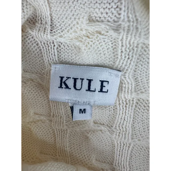KULE The Mirabelle Cream Mock‎ Neck Cable Knit Cotton Sweater Size Medium - Image 10