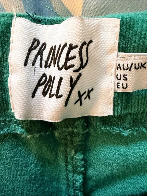 Princess Polly Nadia Pants Green Corduroy Flare Pants Womens Boho Hippie - Image 3