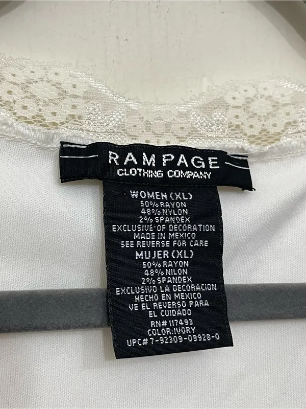 Rampage Lace Babydoll Blouse Top Size XL Cream Ivory Y2K Fairy Coquette Girly - Image 2