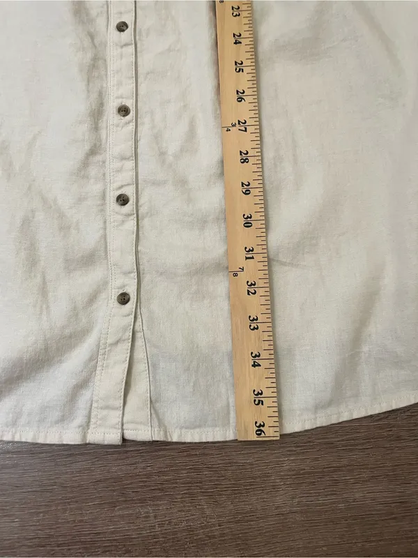 Aerie Linen Blend Tie Strap Dress Size XL Cream Babydoll Boho Beach Coastal - Image 10
